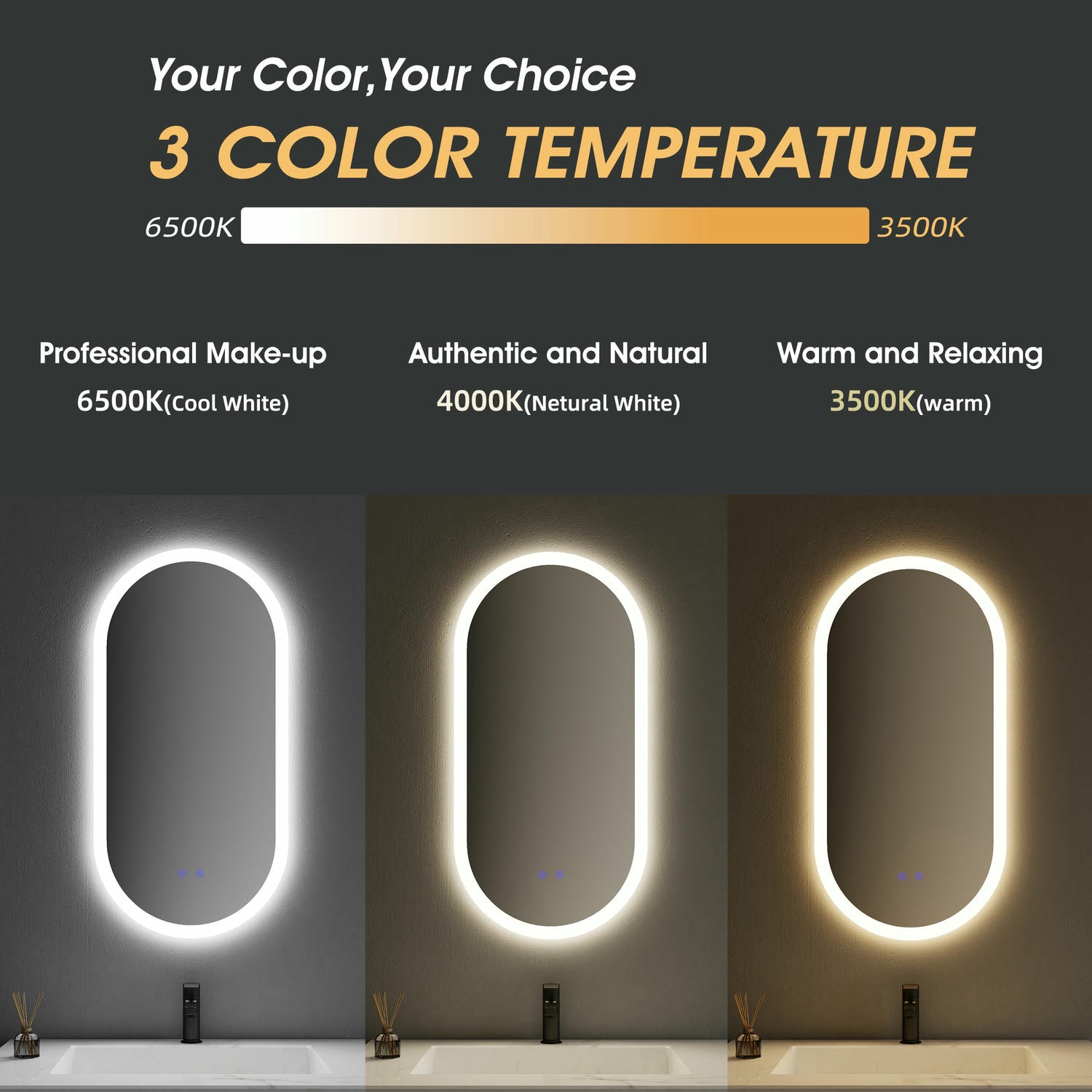 Oval Shape Bathroom Mirror