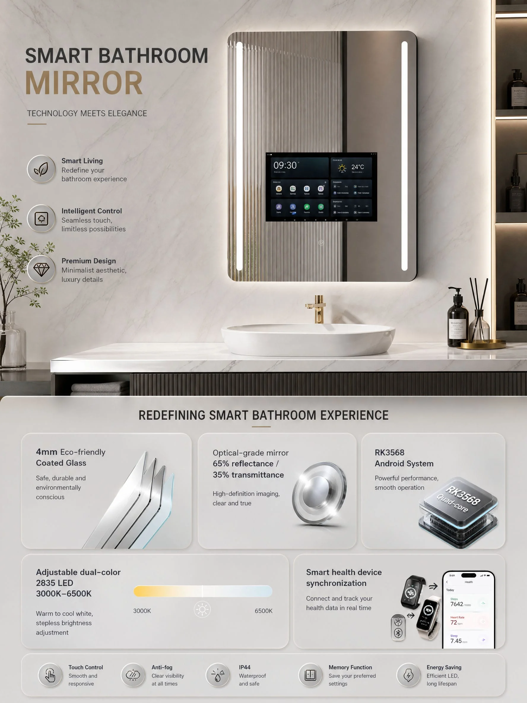 Dp555 Ai Tv Bathroom Mirror Detail 4