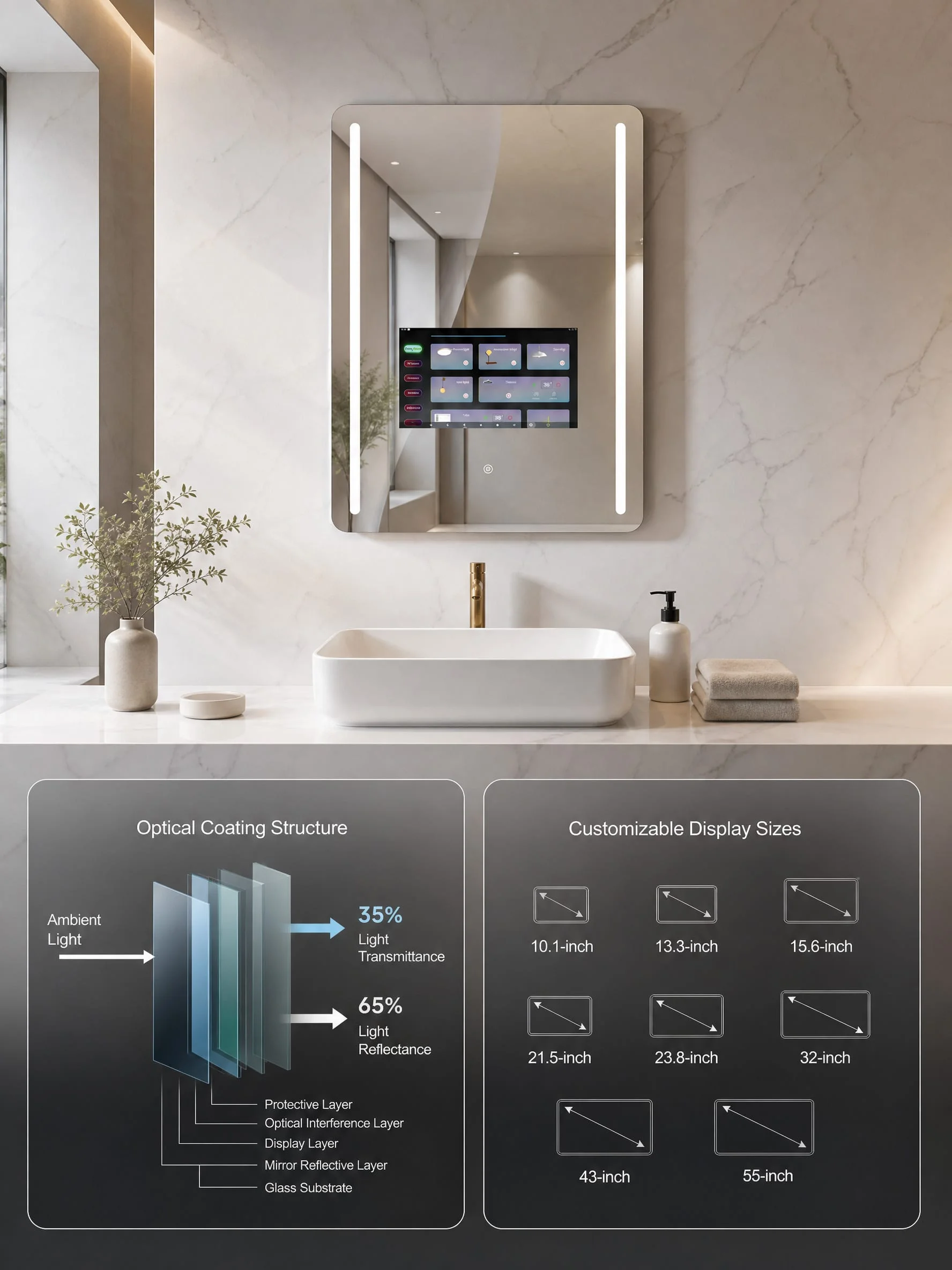 Dp555 Ai Tv Bathroom Mirror Detail 5