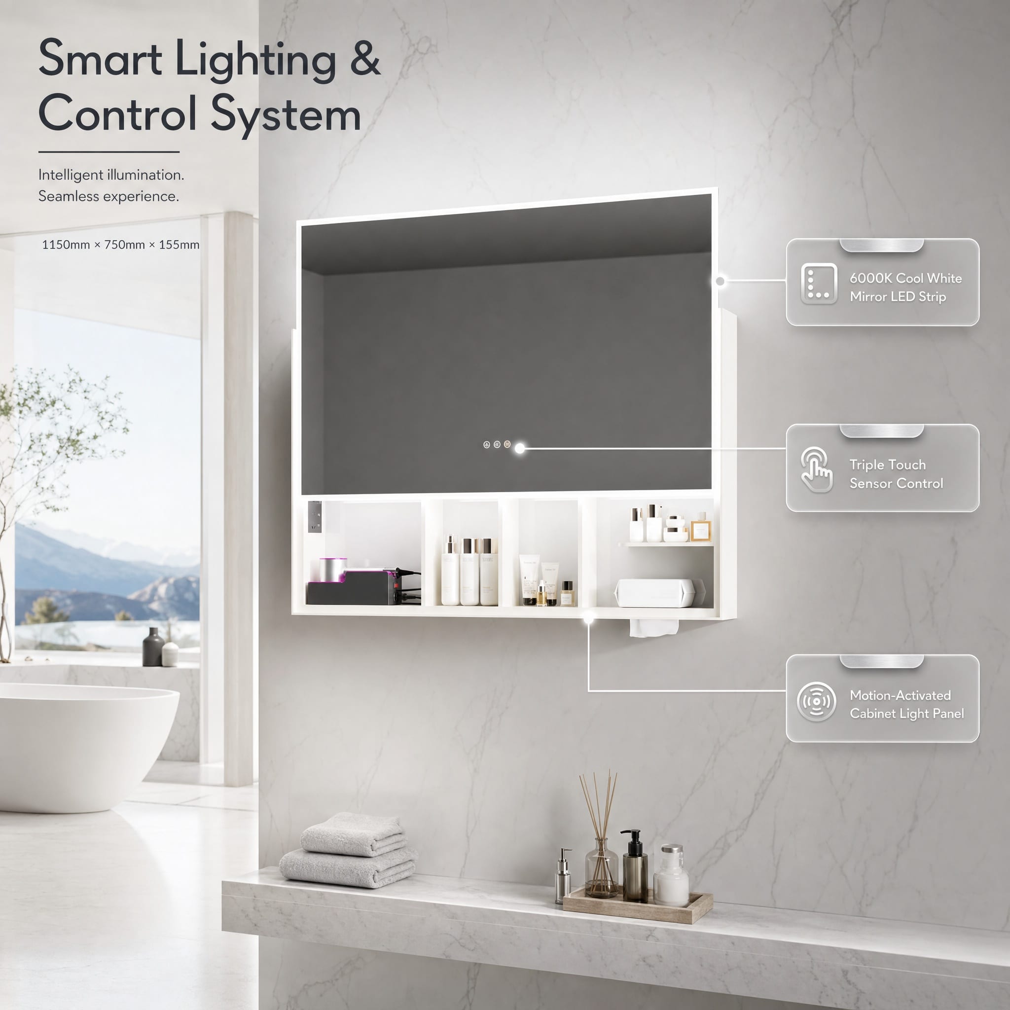 AI Bathroom Mirror Cabinet