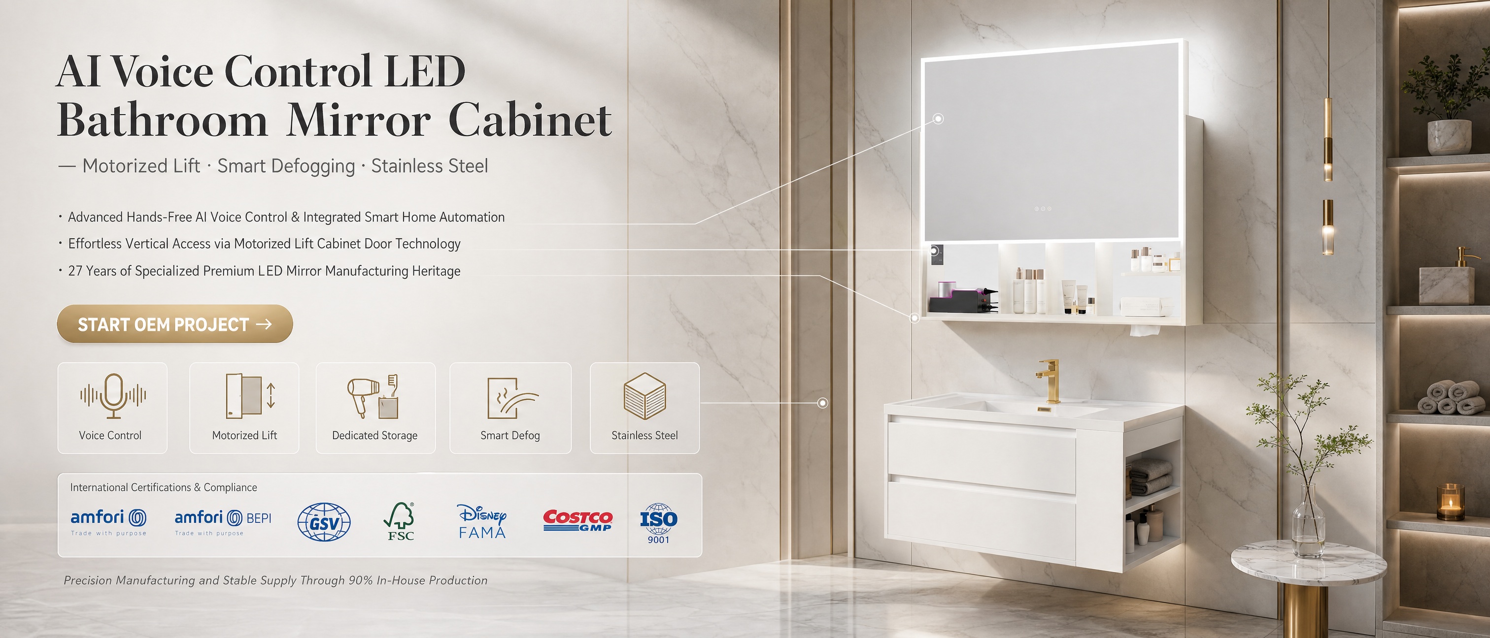 AI Bathroom Mirror Cabinet