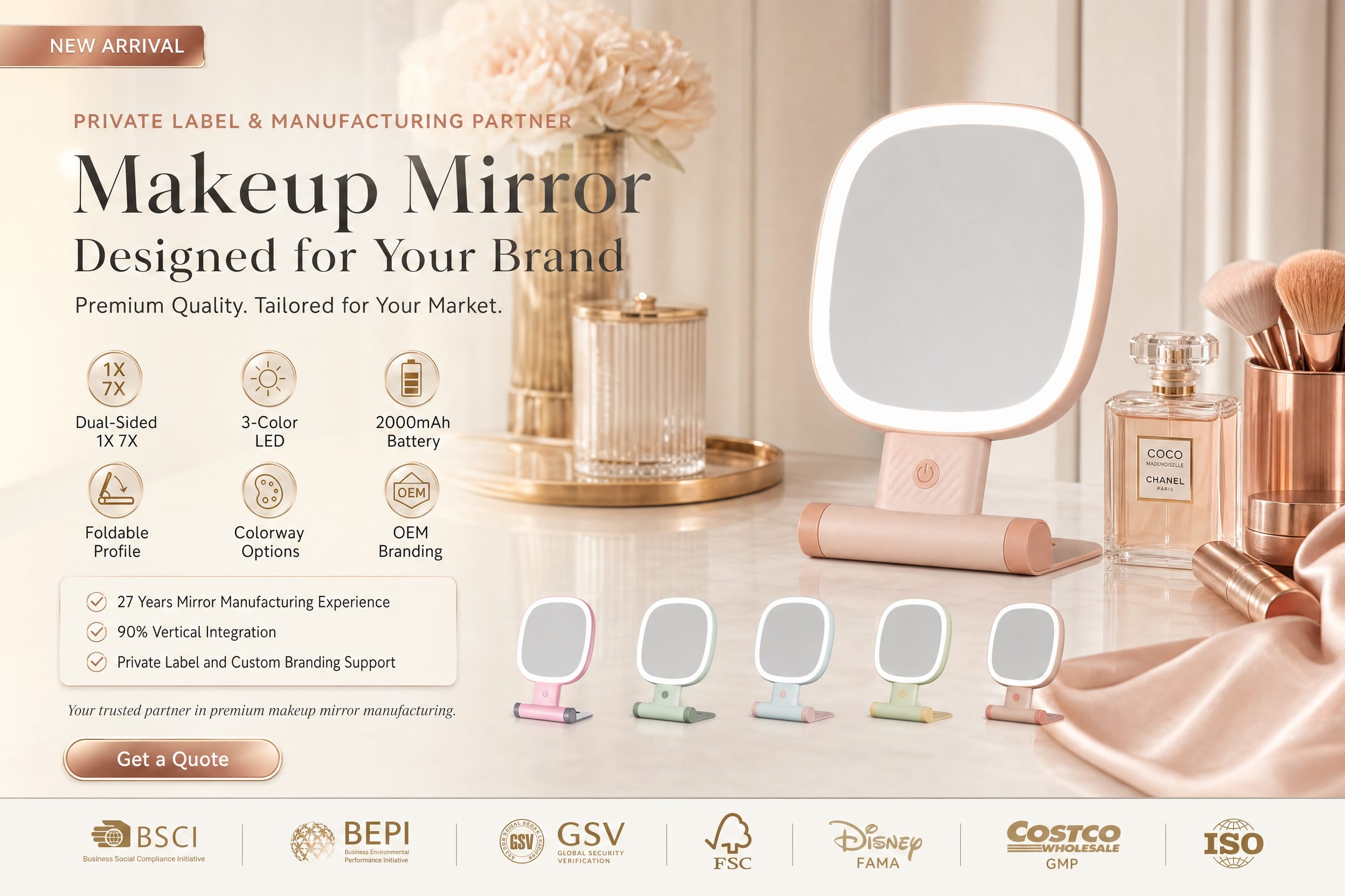 Foldable Led Makeup Mirror