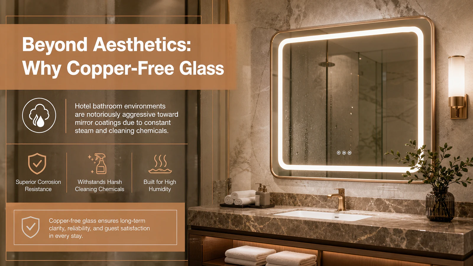 Beyond Aesthetics: Why Copper-Free Glass is Mandatory for High-Humidity Hotel Environments - Mirror product image