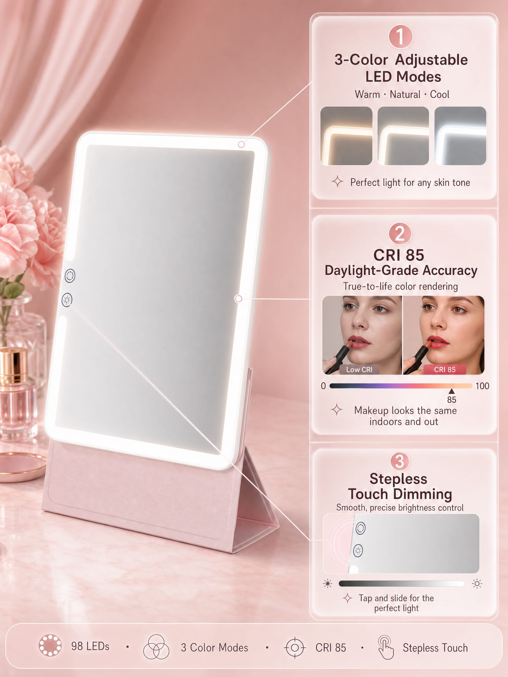 Sm611a Led Folding Makeup Mirror Detail 2 7821