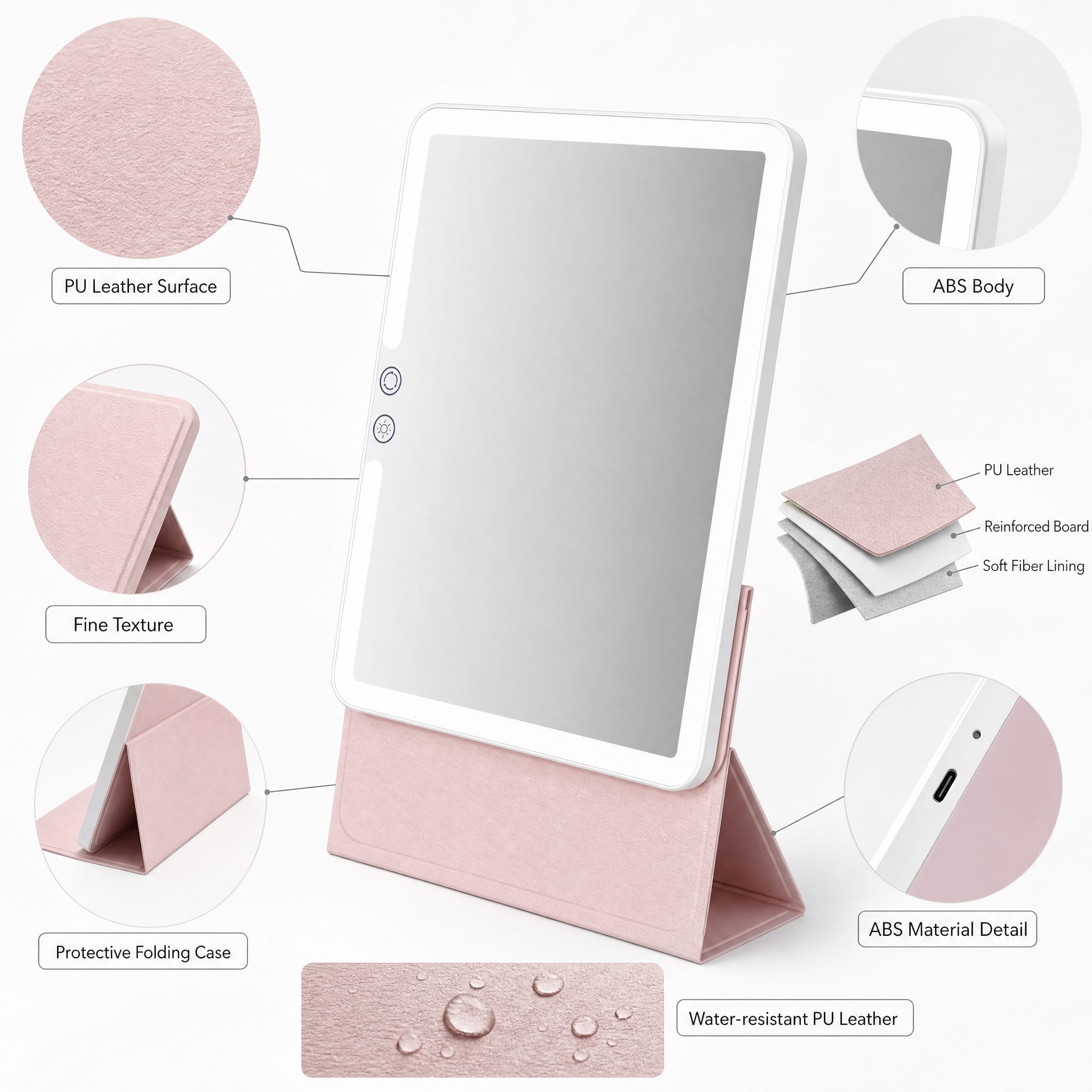 Sm611a Led Folding Makeup Mirror Detail 5 7599