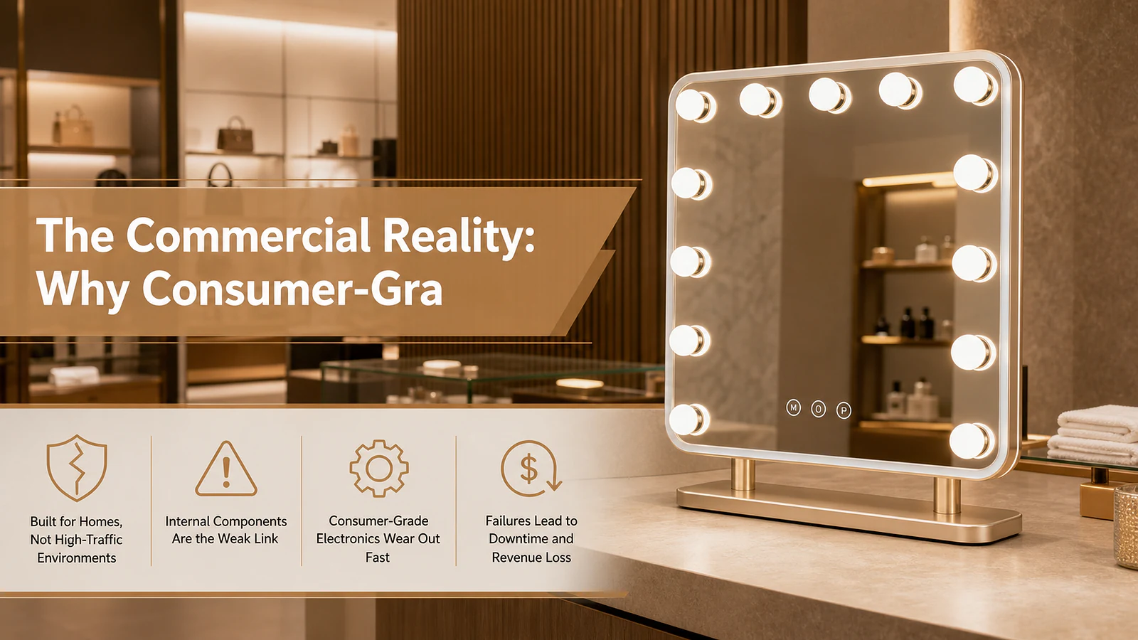 The Commercial Reality: Why Consumer-Grade Hollywood Mirrors Fail in Hospitality and Retail - Mirror product image