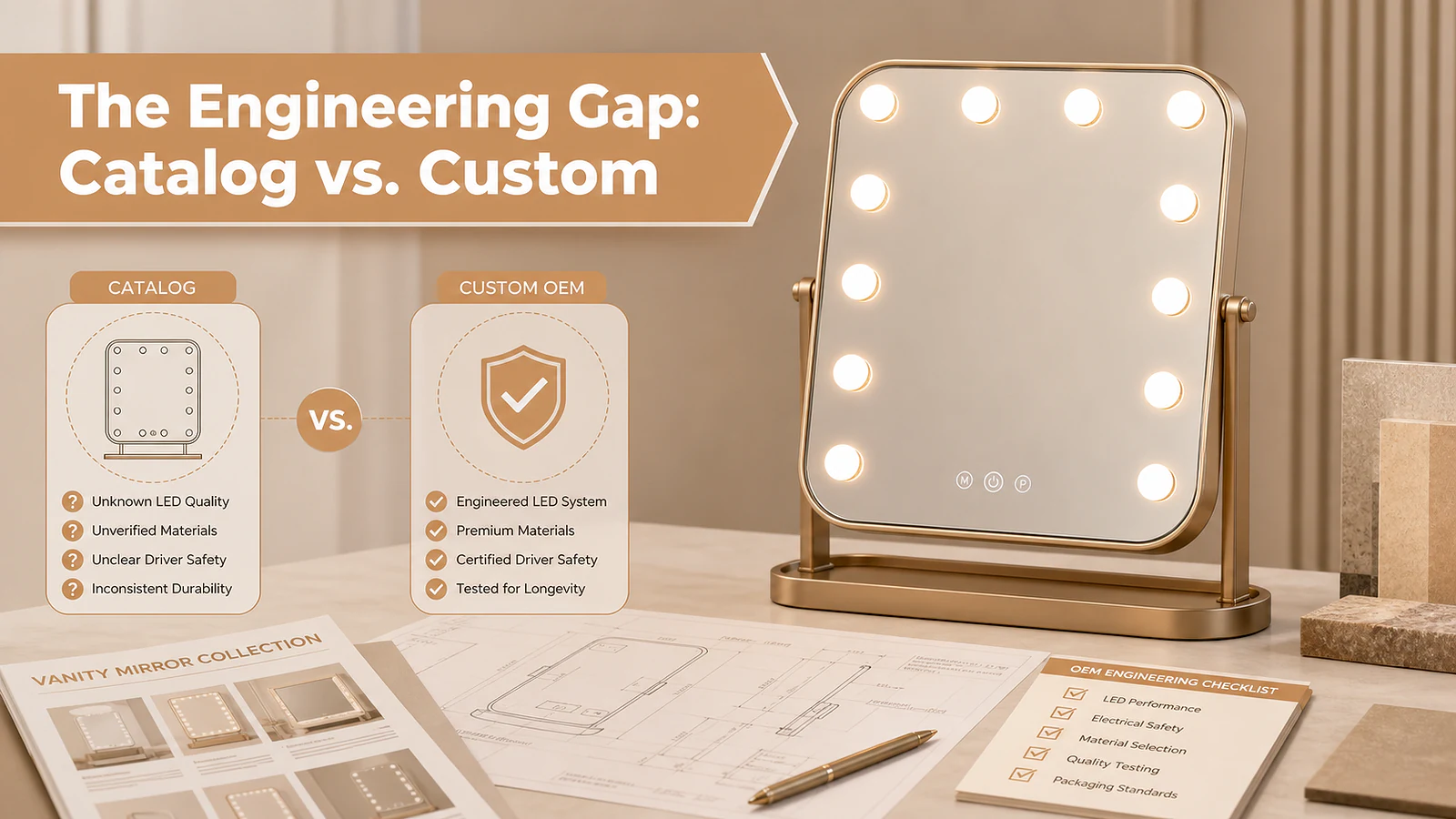 The Engineering Gap: Catalog vs. Custom OEM Vanity Mirrors - Mirror product image