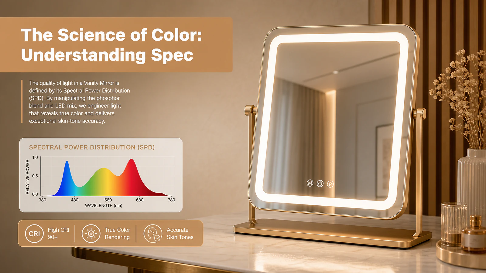 The Science of Color: Understanding Spectral Power Distribution (SPD) and Skin-Tone Accuracy - Mirror product image