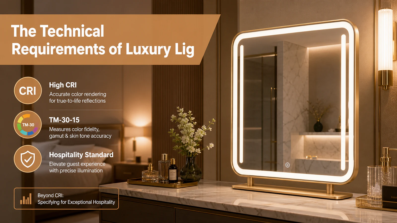 The Technical Requirements of Luxury Lighting: Why CRI and TM-30-15 Matter in Hospitality - Mirror product image