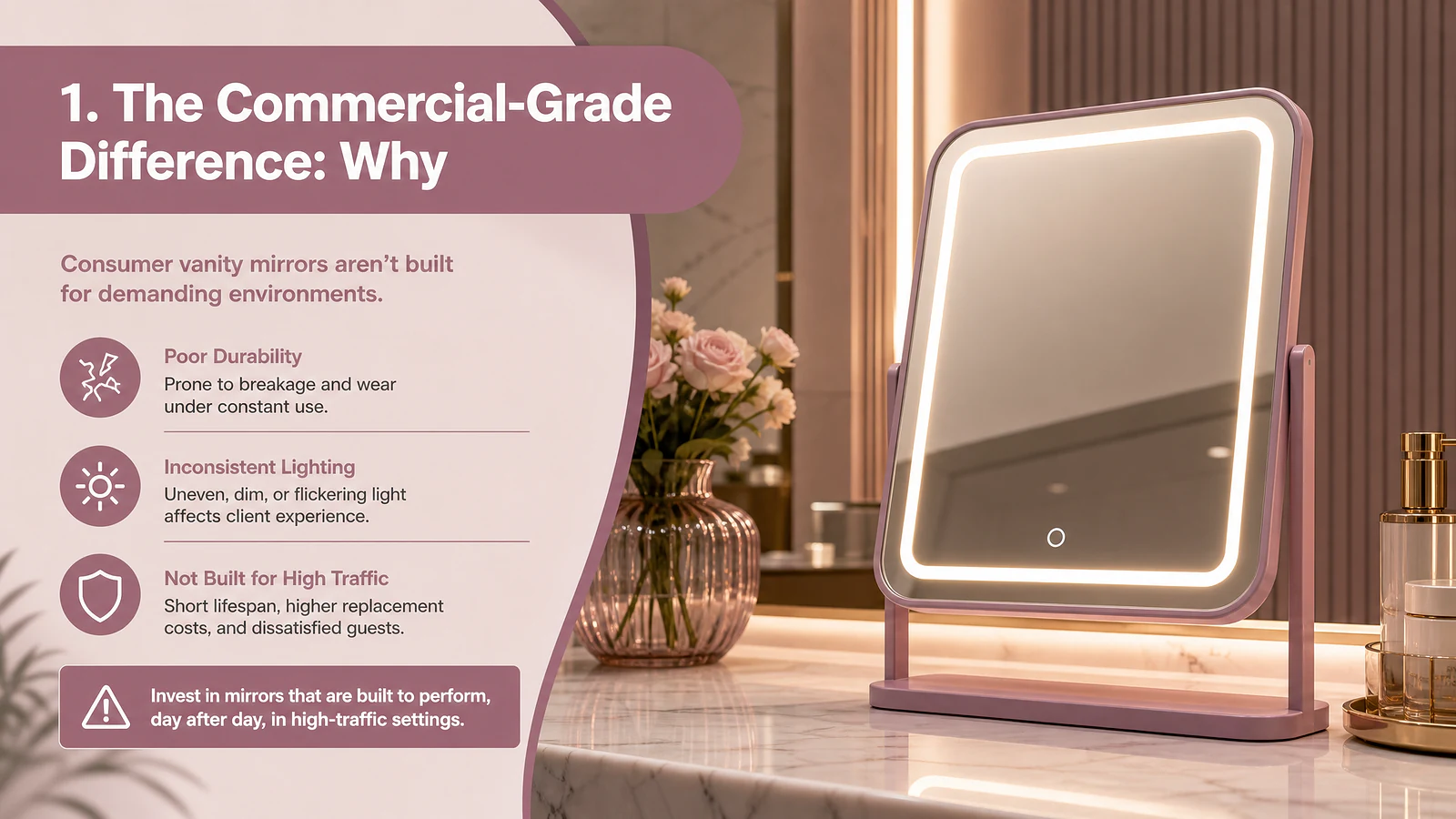 1. The Commercial-Grade Difference: Why Consumer Vanity Mirrors Fail - Mirror product image