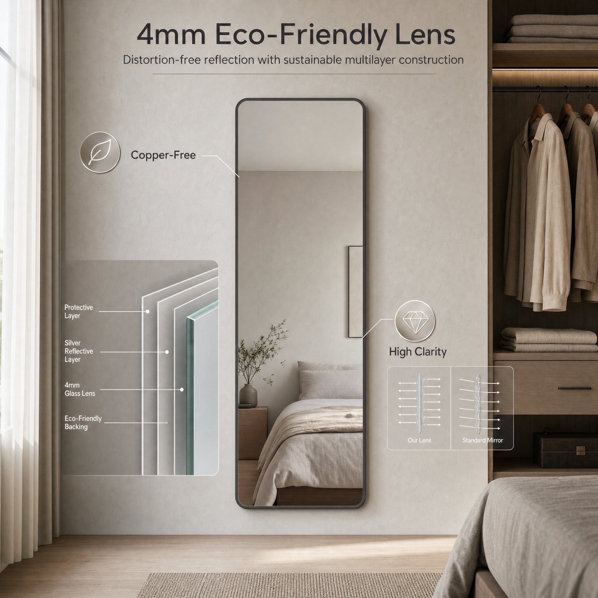 Distortion-Free Reflection with a 4mm Copper-Free Eco-Friendly Lens