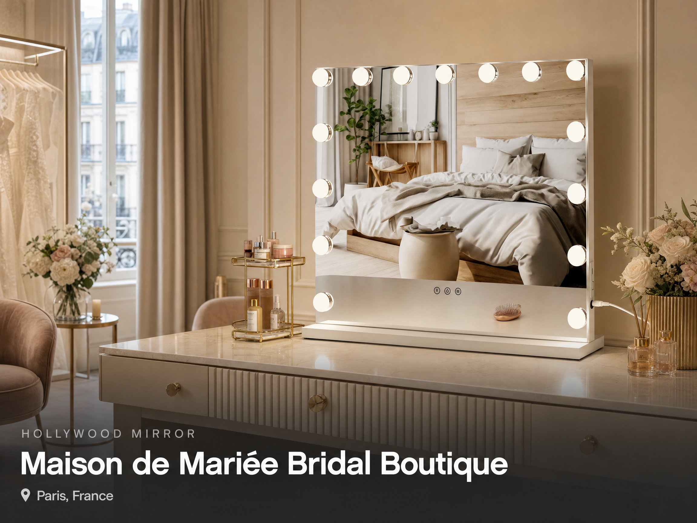 Hollywood Mirror Project for Maison de Mariée Bridal Boutique in Paris