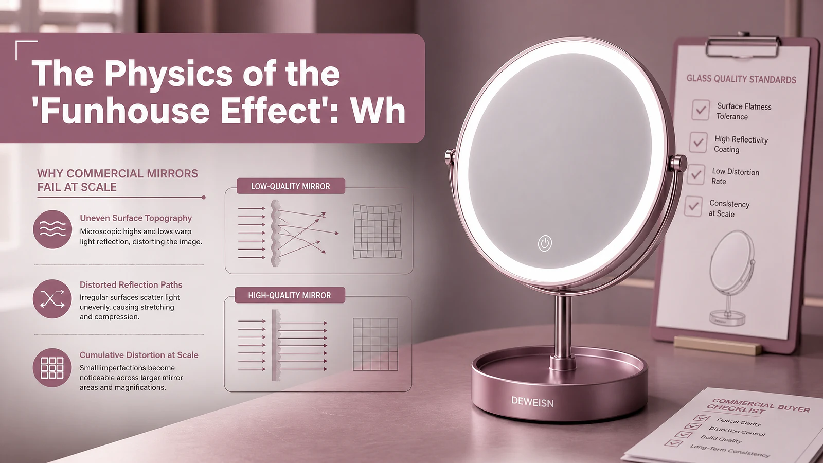 The Physics of the 'Funhouse Effect': Why Commercial Mirrors Fail at Scale - Mirror product image