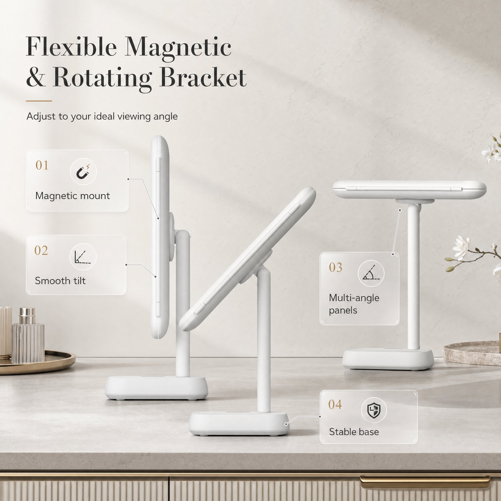 Ergonomic Positioning with Magnetic and 360-Degree Rotating Bracket