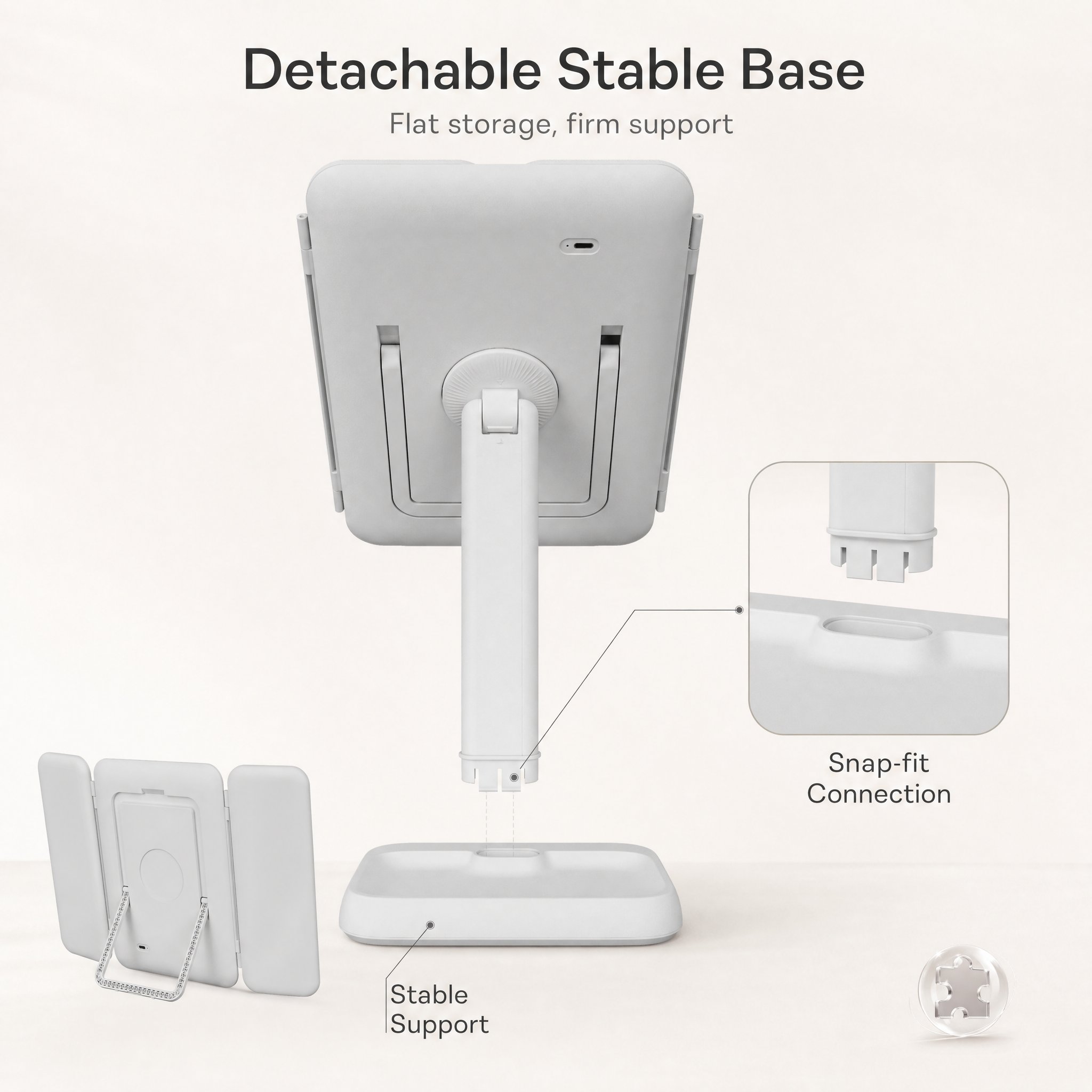 Detachable Base Stand and Integrated Foldable Metal Kickstand