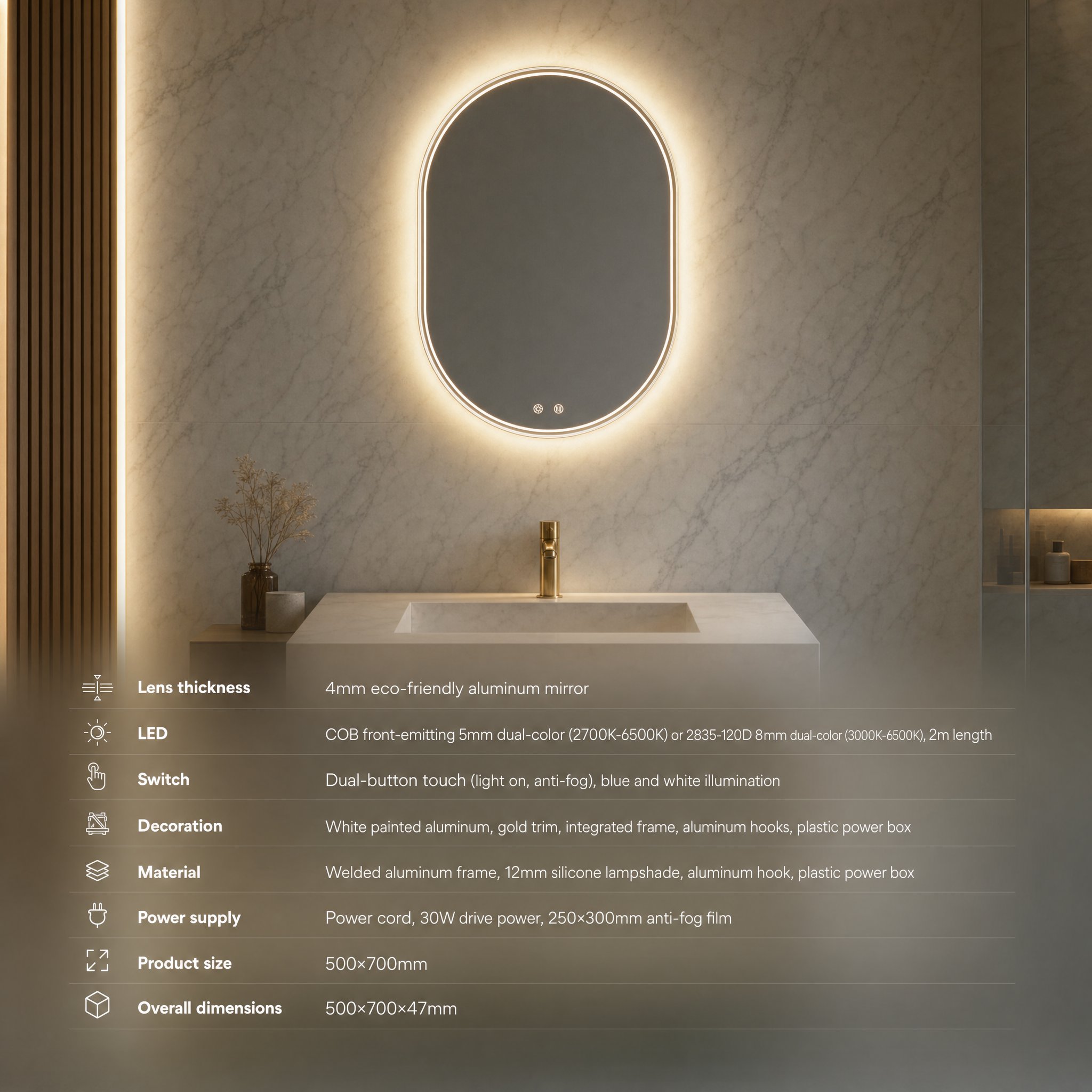 Oval Bathroom Mirror